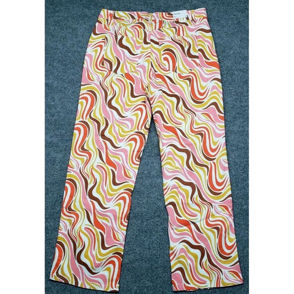 Rue21 Jeans Womens Plus 1X Multicolor Denim Skate Straight Leg Wavy Stretch New - Picture 2 of 12